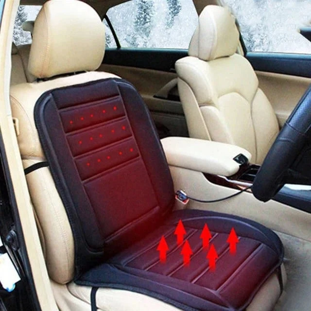 Heated Car Seat Cushion with Quilted Padding Remote Control and 12v Power Adapter