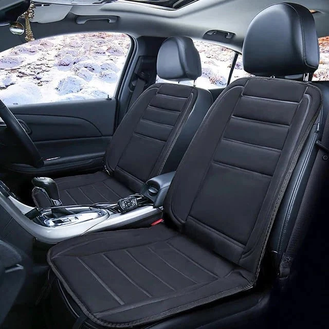 Heated Car Seat Cushion with Quilted Padding Remote Control and 12v Power Adapter