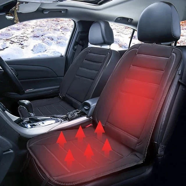 Heated Car Seat Cushion with Quilted Padding Remote Control and 12v Power Adapter