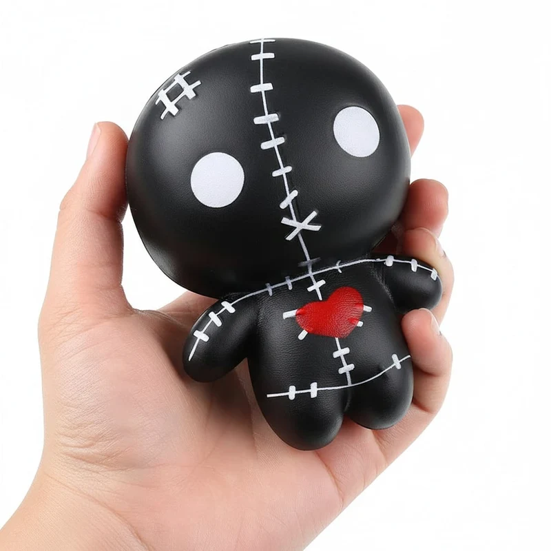 Halloween Stress-Relief Fidget Toy for Adults and Children, Voodoo Doll Squishy for Squeezing