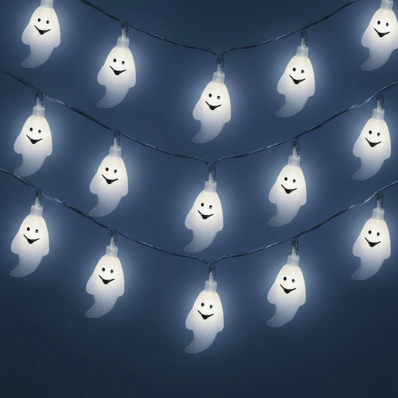 Halloween LED Ghost String Lights for Indoor and Garden Decoration, 150cm