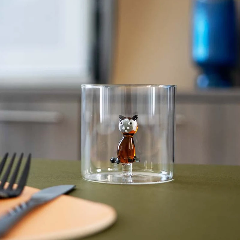 BICCHIERE IN VETRO BOROSILICATO 250ML GATTO SIAMESE