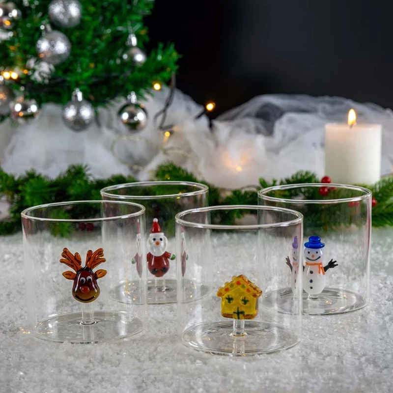 BICCHIERE IN VETRO BOROSILICATO 250ML NATALIZIO ASSORTITO
