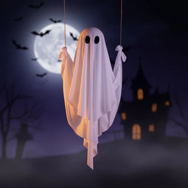 Halloween Hanging Ghost Swing Decoration with LED Lighting for the Garden