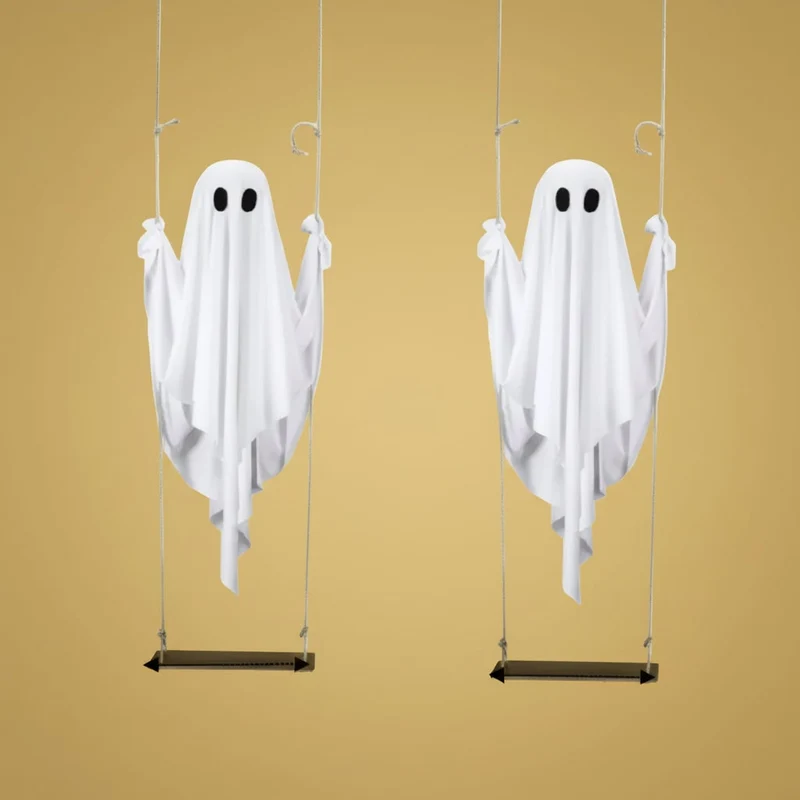 Halloween Hanging Ghost Swing Decoration with LED Lighting for the Garden