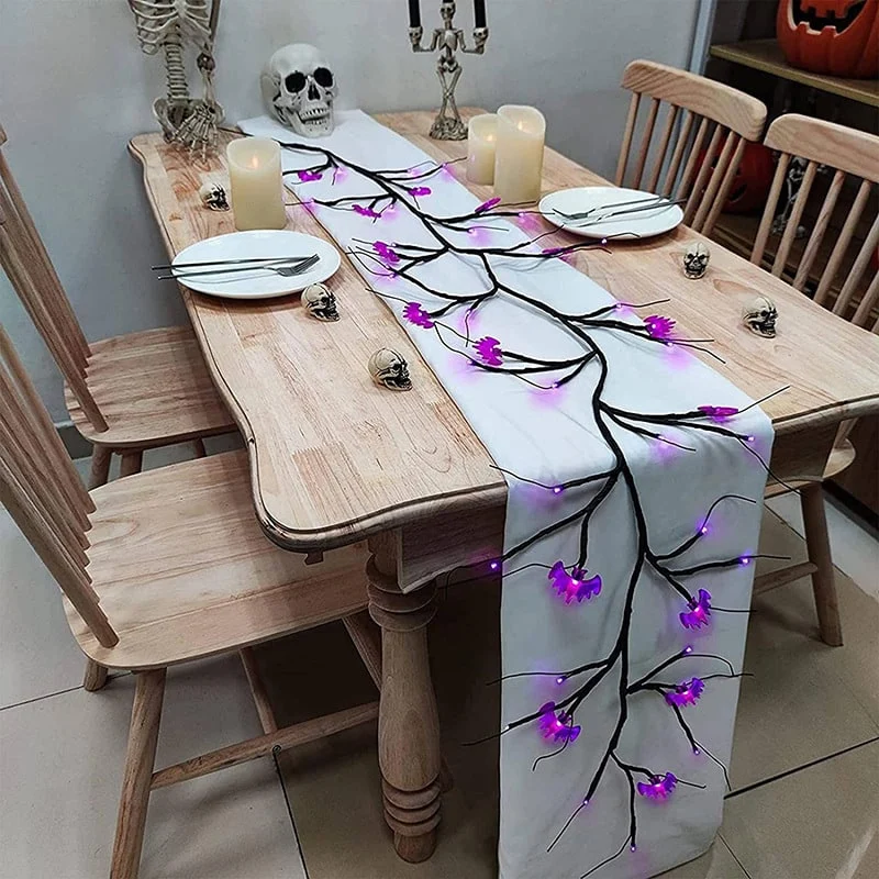 Halloween LED string lights with bats and pumpkins for indoor and garden decoration