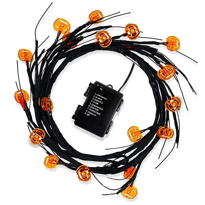 Halloween LED string lights with bats and pumpkins for indoor and garden decoration