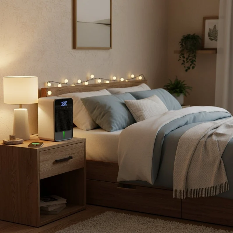 Portable Mini Dehumidifier with LED Touch Panel and 1500ml Tank for Bedroom