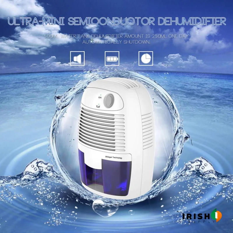 Portable Mini Dehumidifier with 500ml Water Tank for Home Moisture Removal