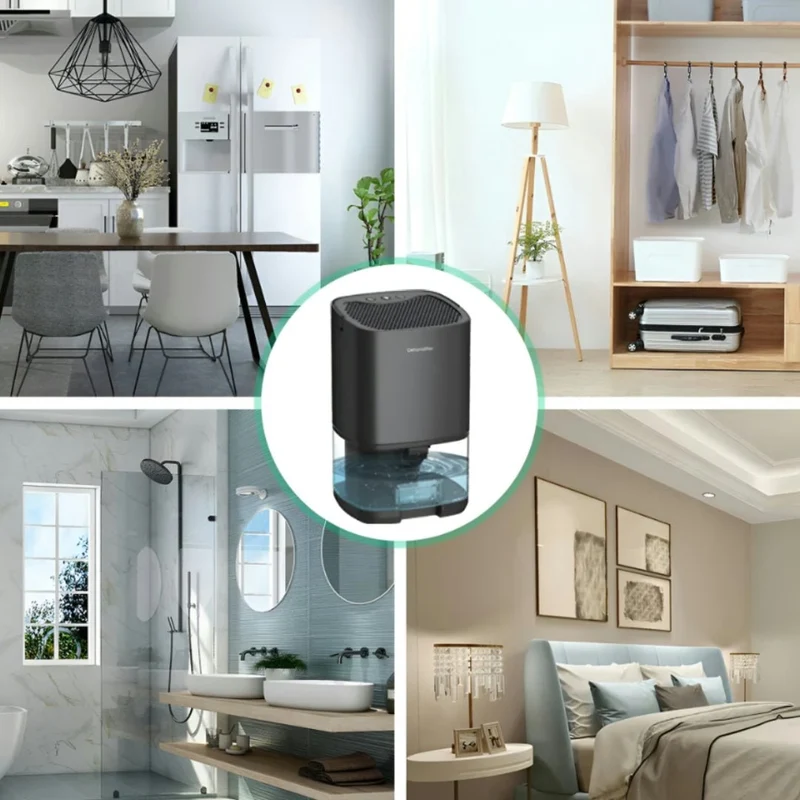 Basement Crawl Space Dehumidifier with Portable Compact Design and Transparent Water Tank