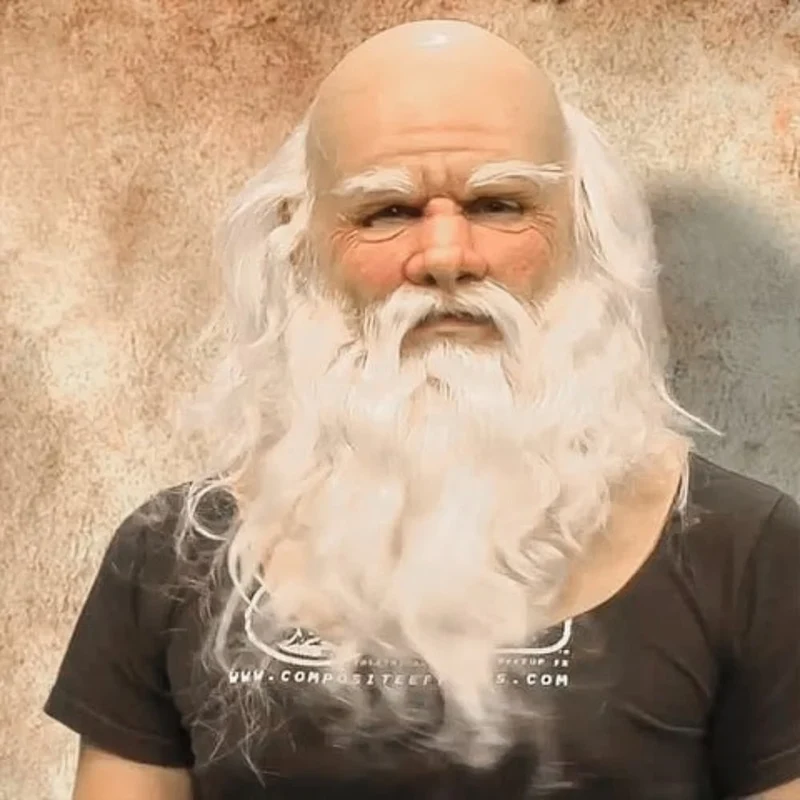 Realistic Santa Claus Mask with Long White Beard and Latex Full Head Coverage