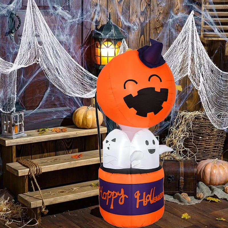 Halloween Inflatables Blow Up Decoration with Pumpkin Ghosts LED Lighting and Built-In Blower