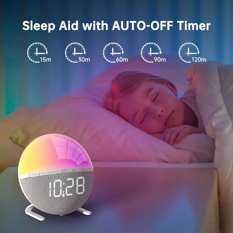 Digitale wekker – zonsopgang en kleurveranderend nachtlicht