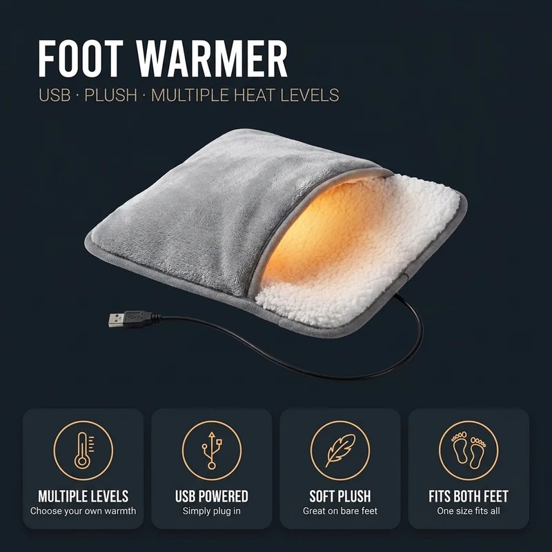 Elektrische voetenwarmer – zacht pluche met snelle opwarmtijd