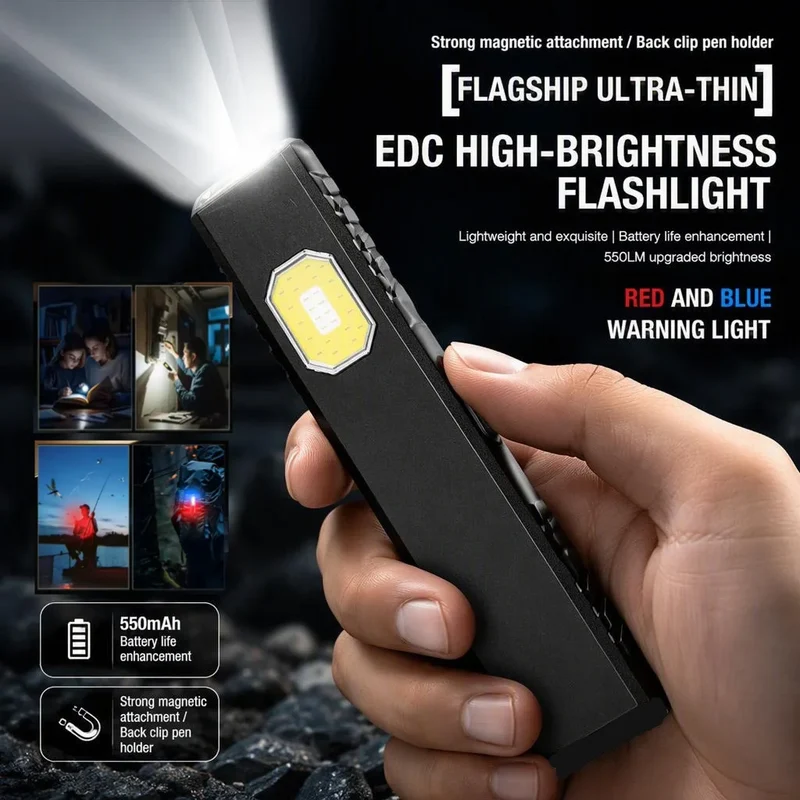 LED-werklamp – draagbaar met clip en vijf lichtstanden voor buiten