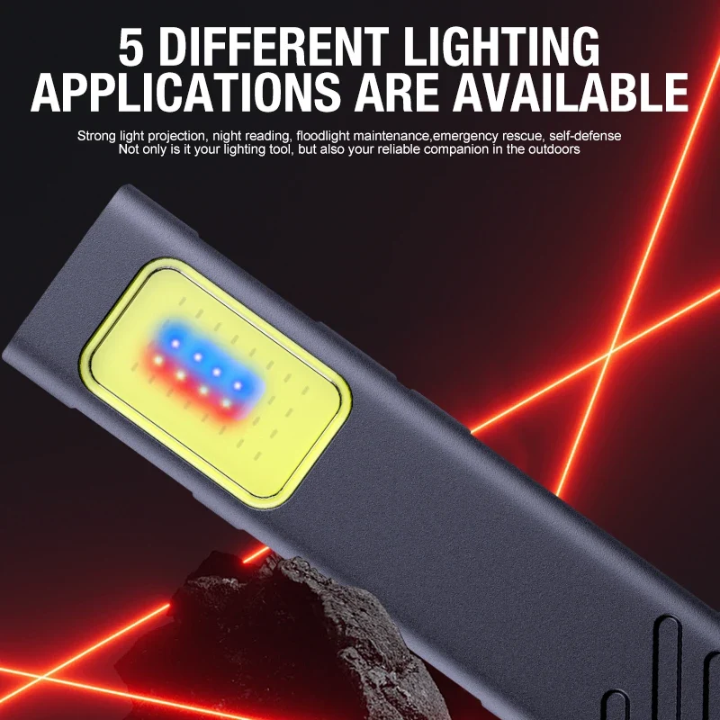 LED-werklamp – draagbaar met clip en vijf lichtstanden voor buiten