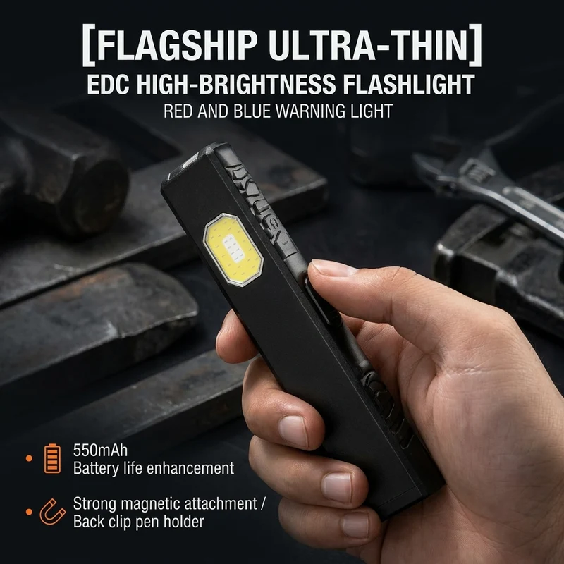 LED-werklamp – draagbaar met clip en vijf lichtstanden voor buiten
