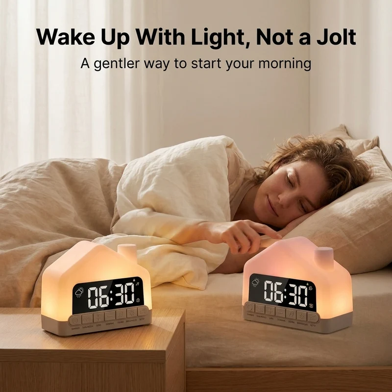 Wake-uplicht wekker – zonsopgang in 12 kleuren en natuurgeluiden