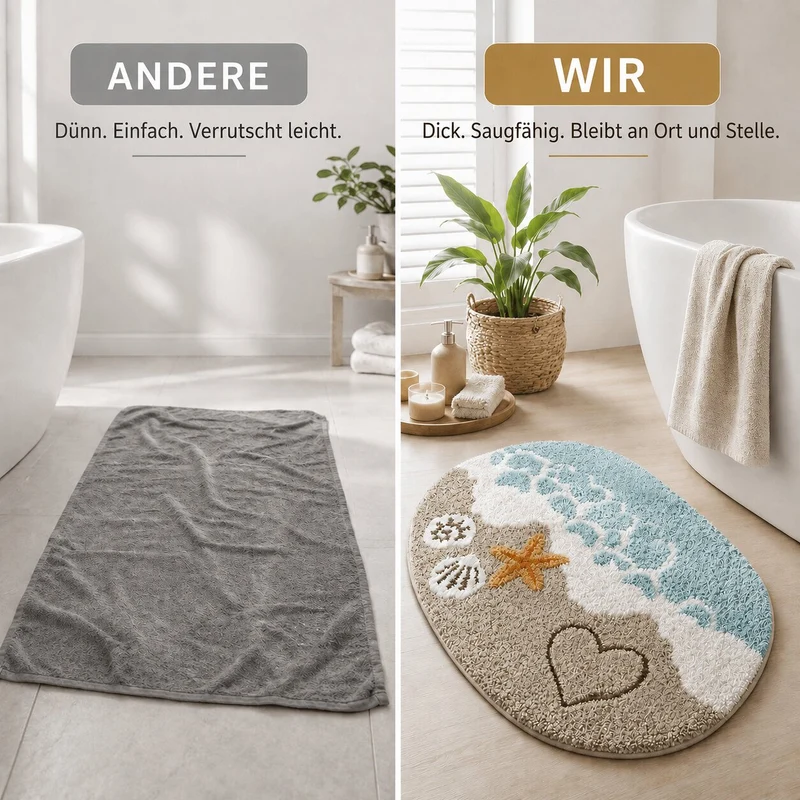 Schnelltrocknende Badematte im Strand Design | KüstenVelours