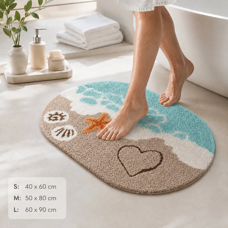 Schnelltrocknende Badematte im Strand Design | KüstenVelours