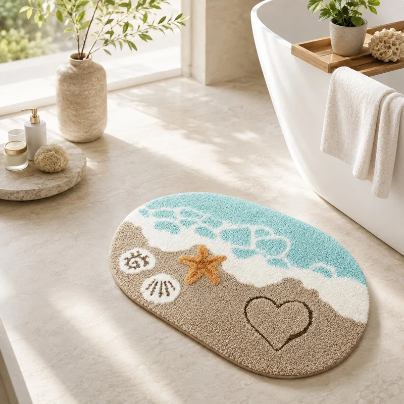 Schnelltrocknende Badematte im Strand Design | KüstenVelours