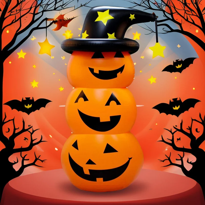 Halloween Inflatables with Water-Fillable Base Pumpkin Stack and Ghost Yard Decorations