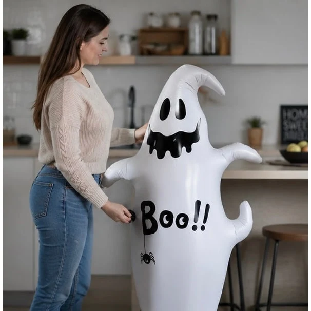 Halloween Inflatables with Water-Fillable Base Pumpkin Stack and Ghost Yard Decorations