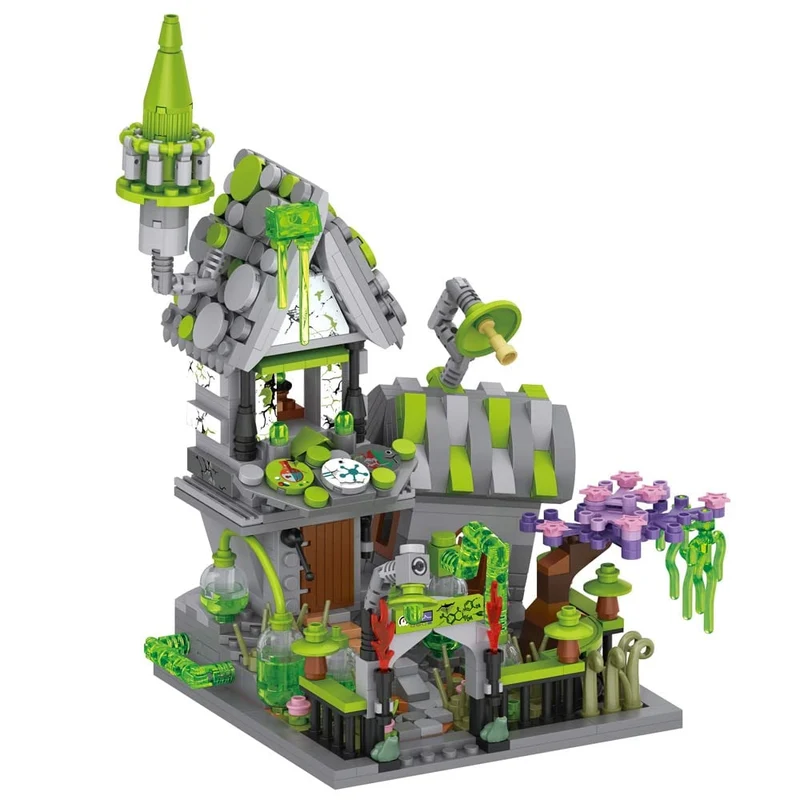 Kids' Halloween Building Blocks Construction Set with Pumpkin House Ghosts and Scarecrow Figure