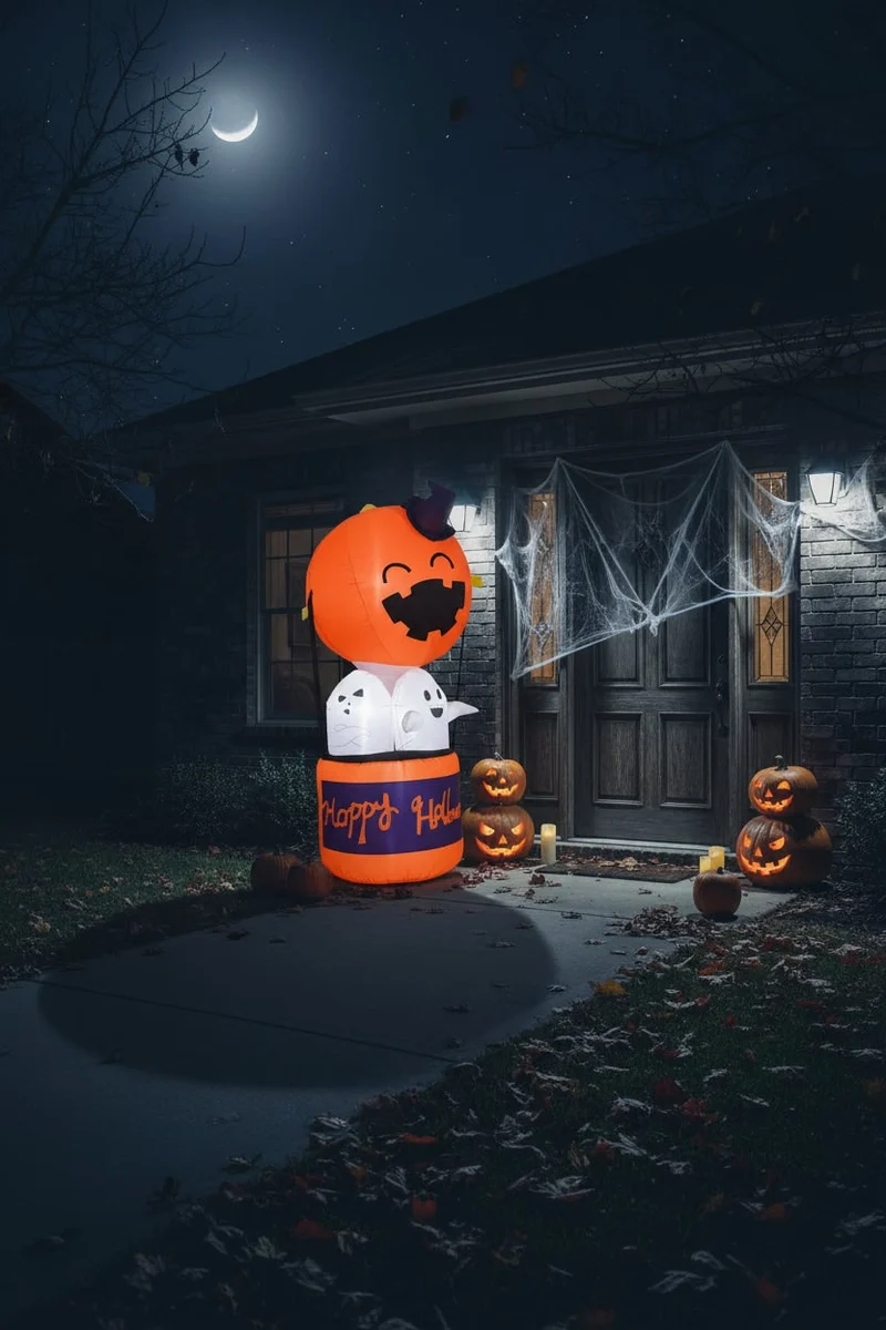 Halloween Inflatable Decoration Pumpkin with Ghosts and LED Lighting for Garden Parties