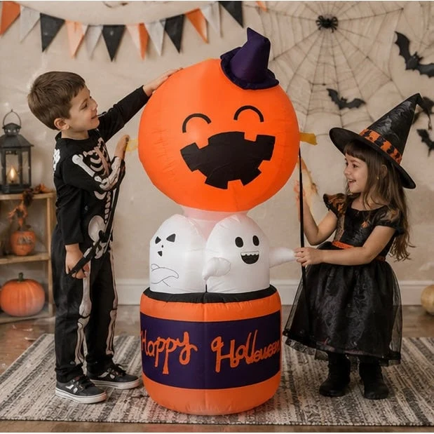 Halloween Inflatable Decoration Pumpkin with Ghosts and LED Lighting for Garden Parties
