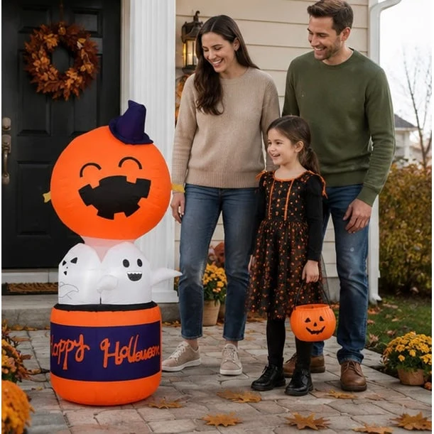 Halloween Inflatable Decoration Pumpkin with Ghosts and LED Lighting for Garden Parties