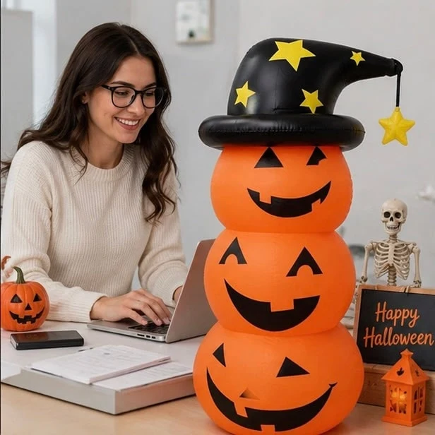 Halloween Inflatable Decoration with a Water Base and Printed Design for the Garden Party