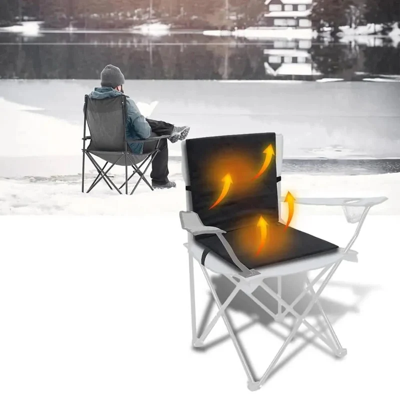 USB Heated Camping Seat with Folding Frame and Pocket
