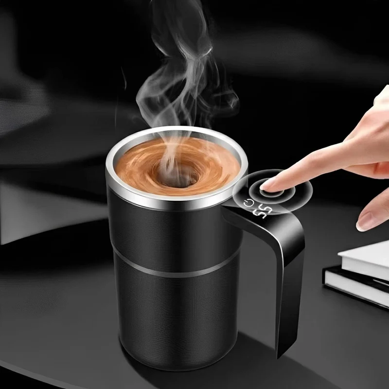 Self-Stirring Thermal Coffee Mug with Temperature Display for Coffee