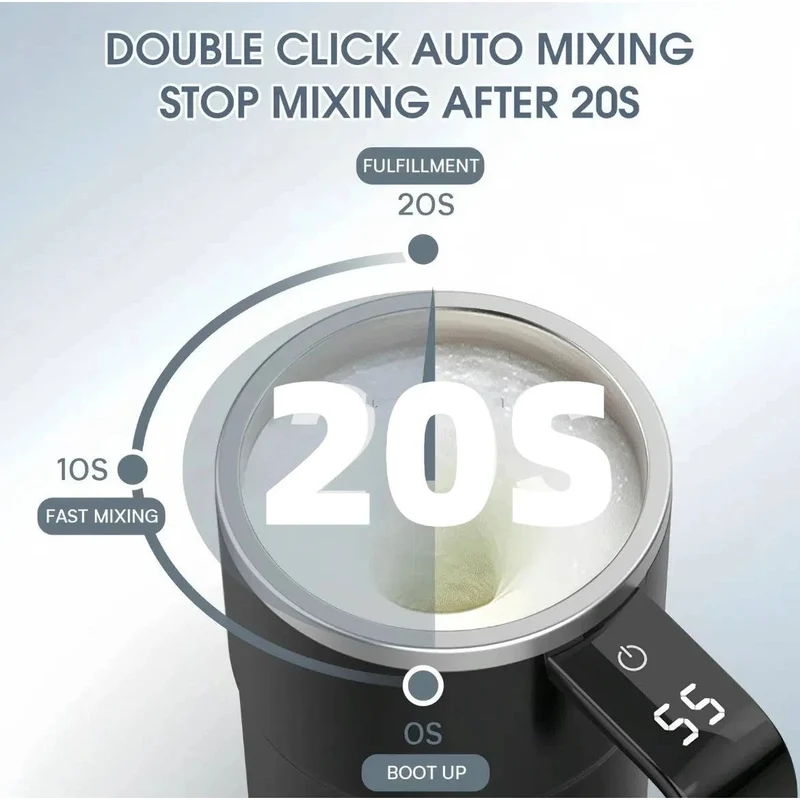 Self-Stirring Thermal Coffee Mug with Temperature Display for Coffee