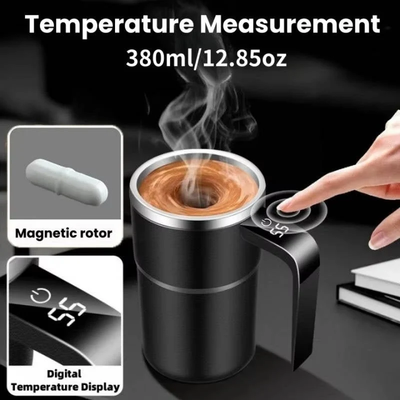 Self-Stirring Thermal Coffee Mug with Temperature Display for Coffee