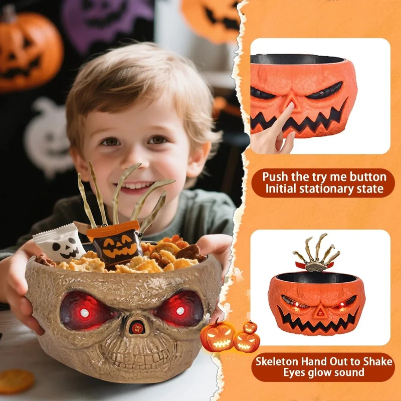 Halloween Interactive Candy Bowl with a Motion Sensor and Glowing LED Eyes