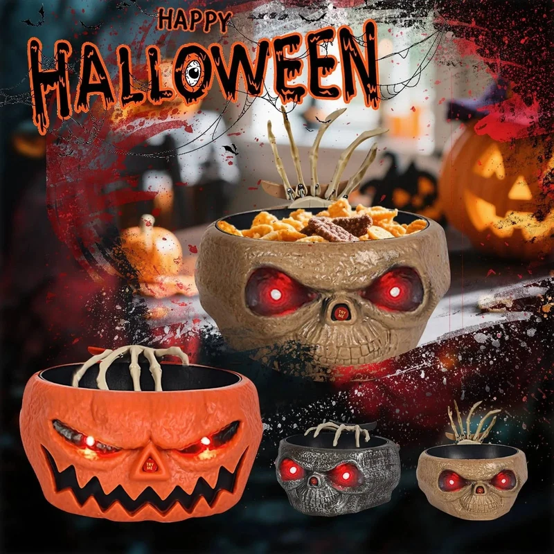 Halloween Interactive Candy Bowl with a Motion Sensor and Glowing LED Eyes