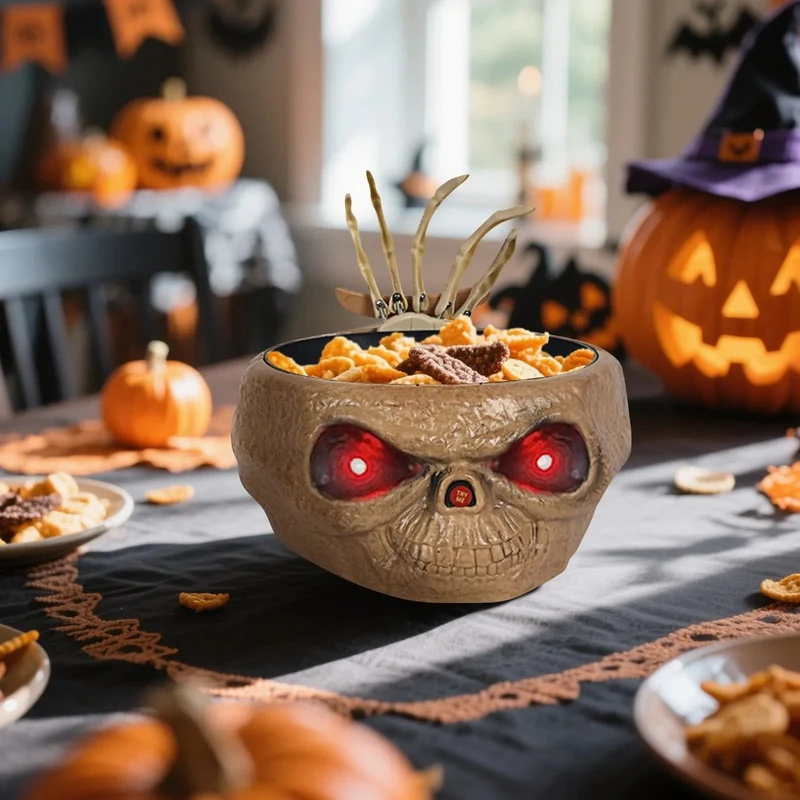Halloween Interactive Candy Bowl with a Motion Sensor and Glowing LED Eyes