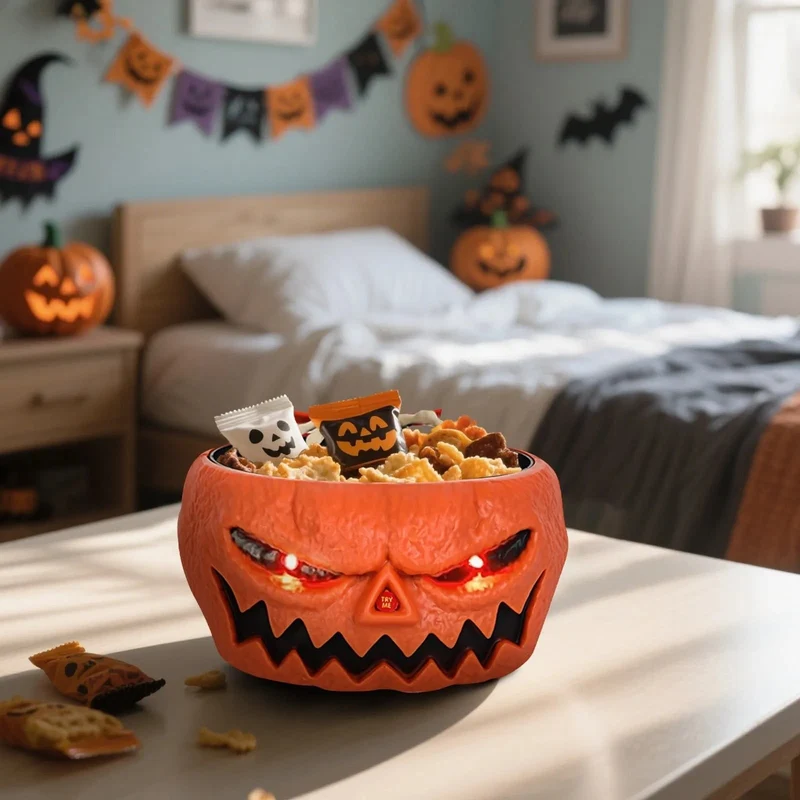 Halloween Interactive Candy Bowl with a Motion Sensor and Glowing LED Eyes
