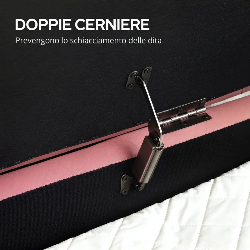 Panca Contenitore Ovale 108x44x43,5 cm Capienza da 72L con Coperchio Sollevabile in Velluto e Legno Rosa