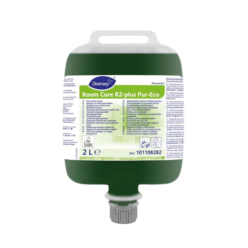 Detergente per superfici dure concentrato Diversey Room Care R2-plus Pur-Eco 2x2 litri DISPONIBILE IN 7 GIORNI LAVORATIVI
