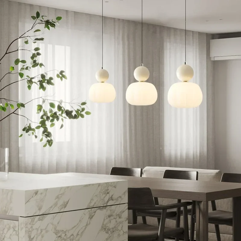 Elegant Art Deco Style Pendant Lamp with Cream Ceiling Shade