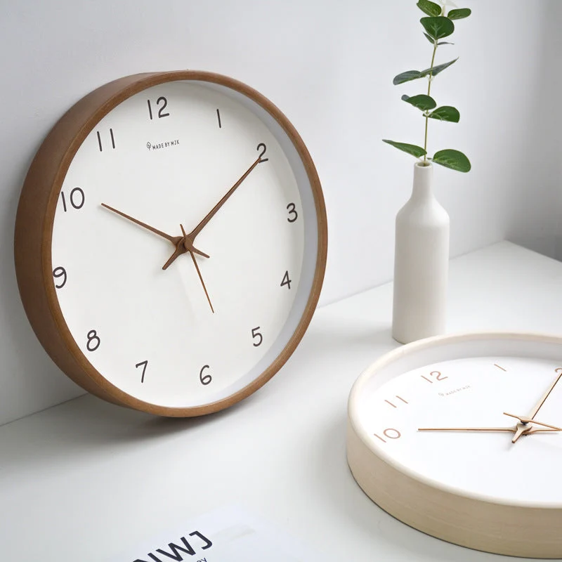 Natural Wood Wall Clock with Silent Mechanism