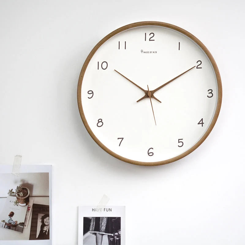 Natural Wood Wall Clock with Silent Mechanism