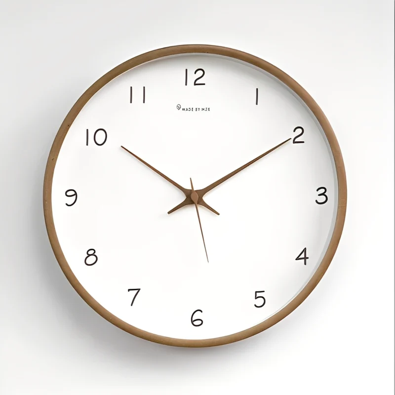 Natural Wood Wall Clock with Silent Mechanism
