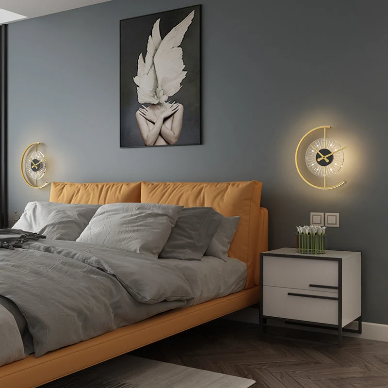 Nordic LED Wall Light with Clock Motif