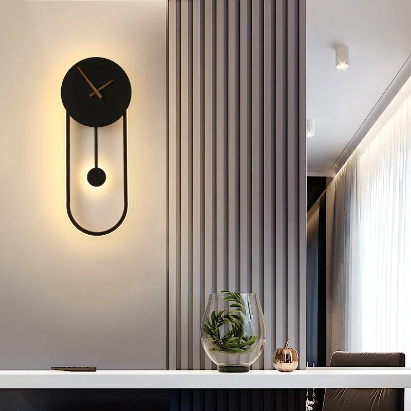 Scandinavian Oval LED Wall Lamp with Clock Motif
