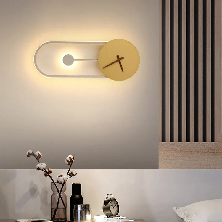 Scandinavian Oval LED Wall Lamp with Clock Motif