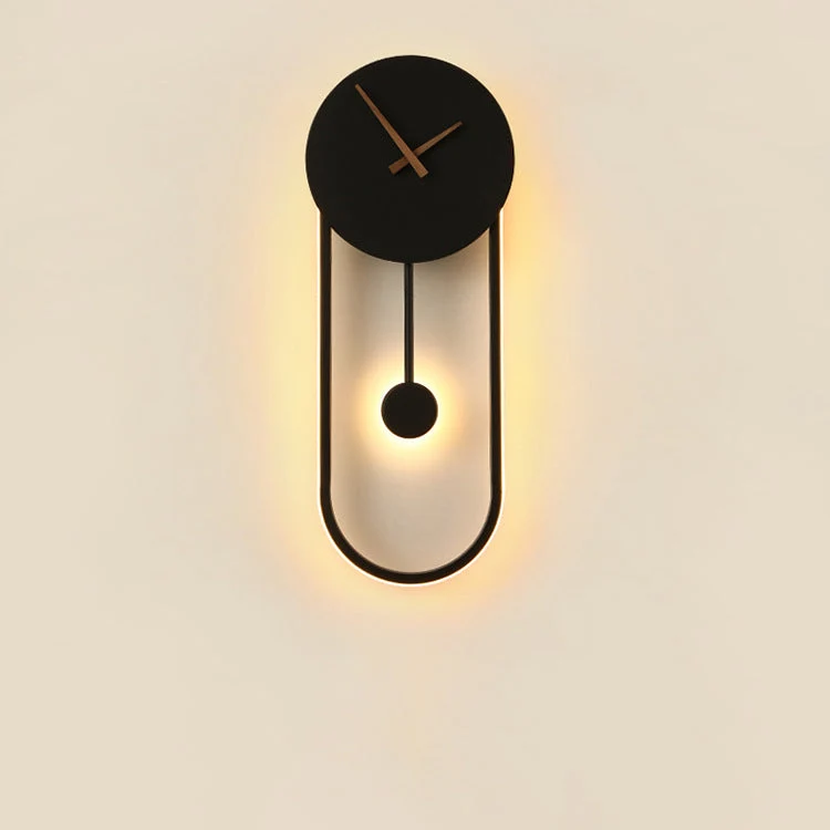Scandinavian Oval LED Wall Lamp with Clock Motif